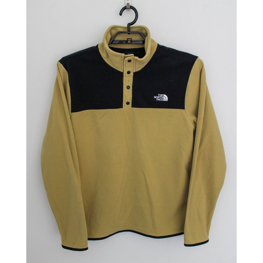 The North Face Fleece Pullover Mens Medium Yellow Black Snap Neck TKA Glacier